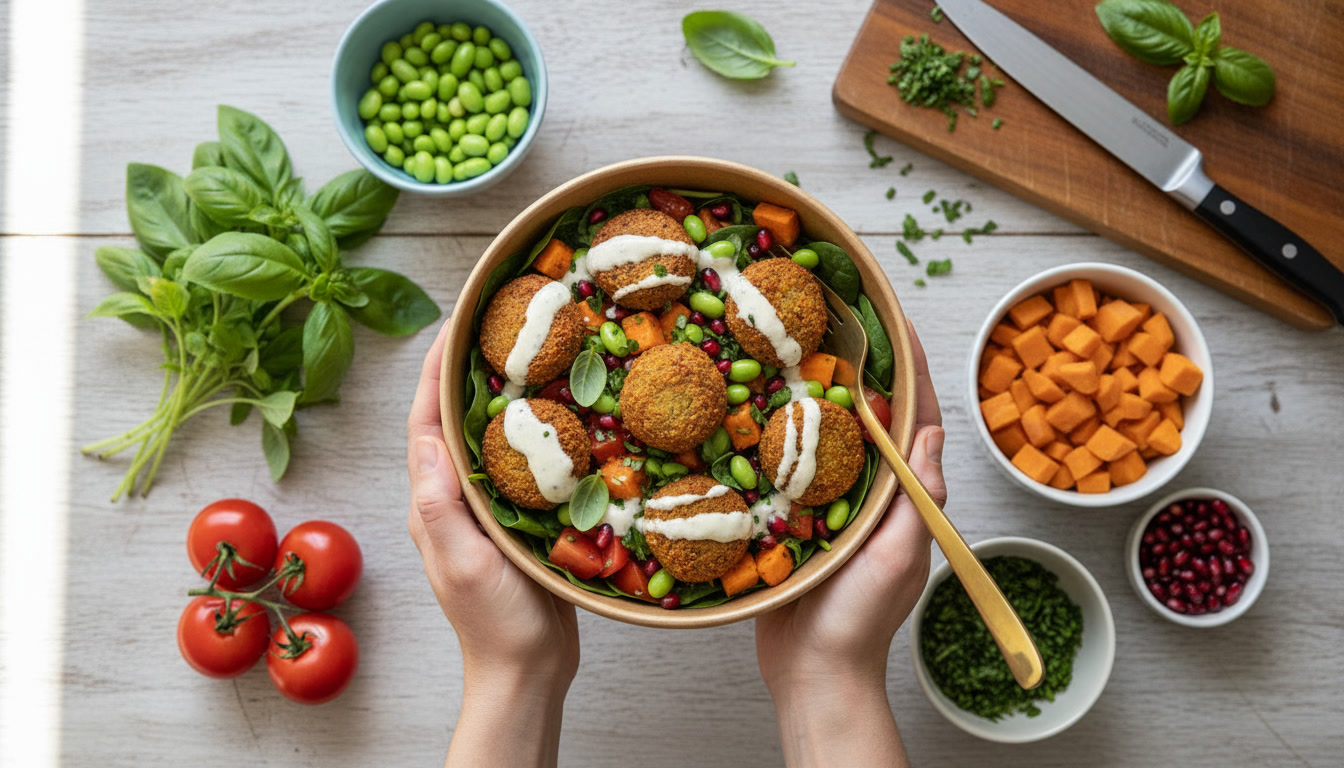 Warme Bowl, von Hand serviert