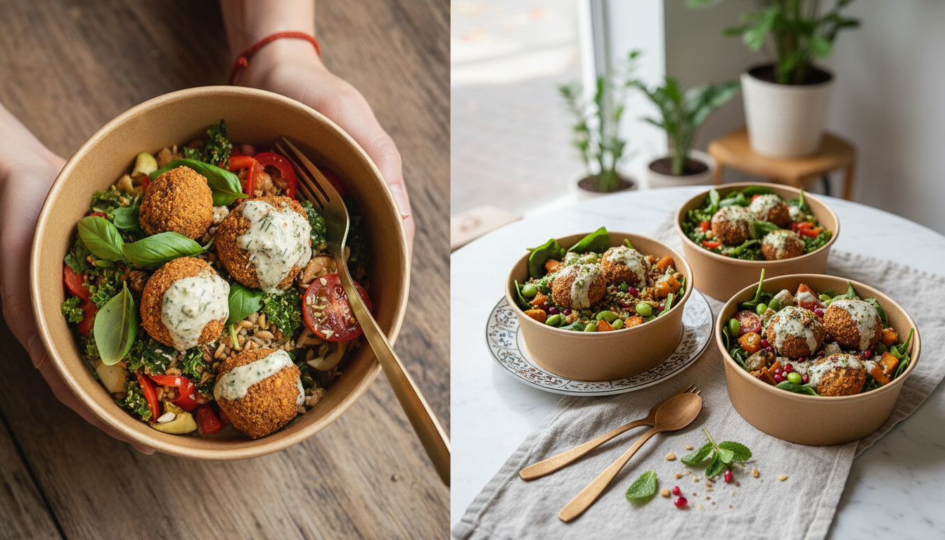 Bentos Bowl Detail mit frischem Gemüse
