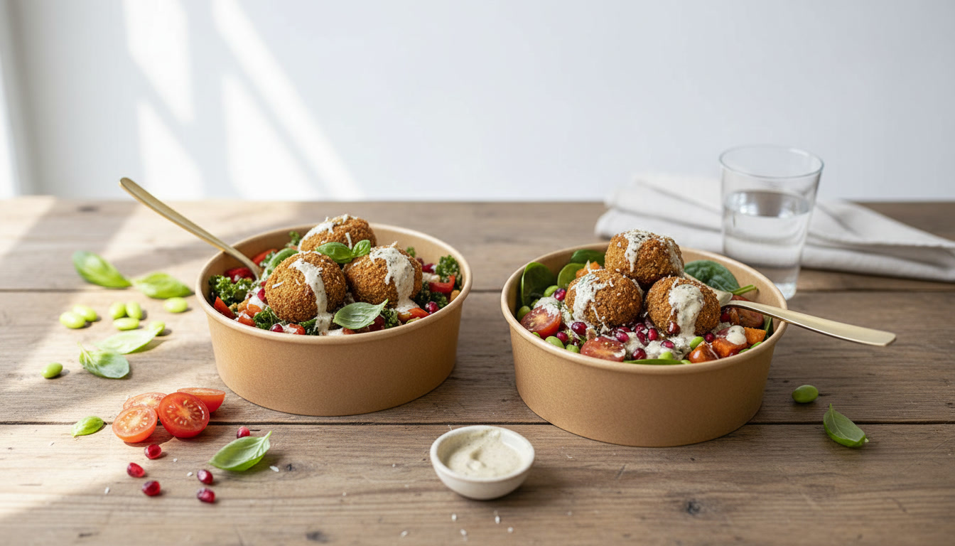 Zwei Bentos Bowls to-go mit Falafel-Bellies
